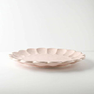 Kaneko Kohyo - Main Plate - Pink - Rinka Series - Handcrafted Japanese Mino Ware porcelain with scalloped edge design