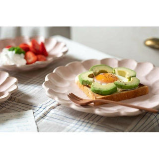 Kaneko Kohyo - Main Plate - Pink - Rinka Series - Handcrafted Japanese Mino Ware porcelain plate with avocado toast