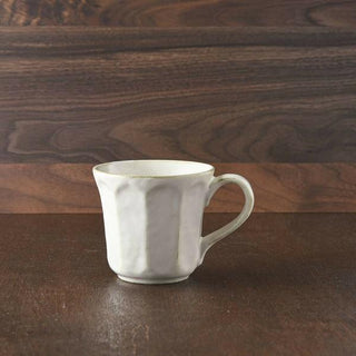 Kaneko Kohyo - Mug - White - Rinka Series - Handcrafted Japanese Mino Ware porcelain with textured surface