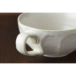 Kaneko Kohyo - Mug - White - Rinka Series - Handcrafted Japanese Mino Ware close-up of textured porcelain handle