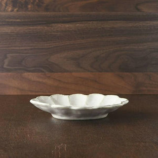 Kaneko Kohyo Small Plate White Rinka Series handcrafted Japanese Mino Ware with scalloped edge porcelain design