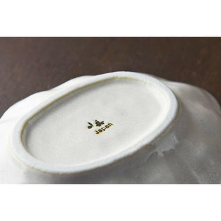Kaneko Kohyo - Small Plate - White - Rinka Series - handcrafted Japanese Mino Ware with Japan stamp close-up