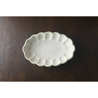 Kaneko Kohyo - Donburi Bowl - White - Rinka Series - handcrafted porcelain bowl with scalloped edges on wood surface