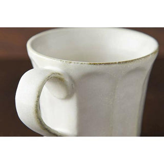 Kaneko Kohyo - Mug - White - Rinka Series - Handcrafted Japanese Mino Ware porcelain mug handle detail close-up