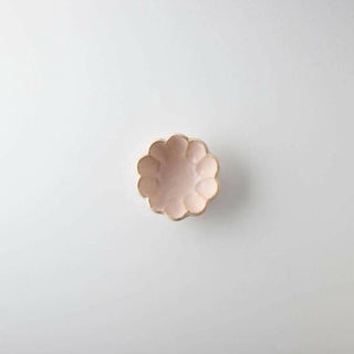 Kaneko Kohyo - Side Dish Bowl - Pink - Rinka Series - handcrafted scalloped porcelain dish from Japanese Mino Ware