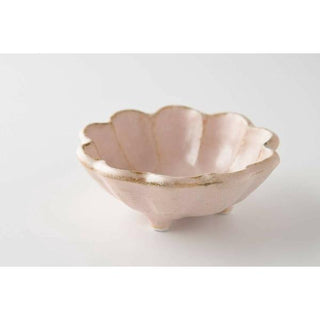 Kaneko Kohyo - Side Dish Bowl - Pink - Rinka Series handcrafted Japanese Mino Ware porcelain with scalloped edges