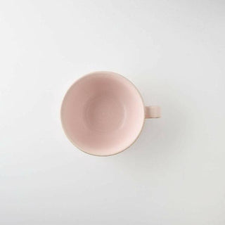 Kaneko Kohyo - Mug - Pink - Rinka Series - Handcrafted Japanese Mino Ware with soft pink porcelain interior viewed from above