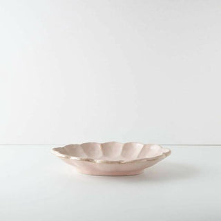Kaneko Kohyo - Small Plate - Pink Rinka Series with scalloped edges handcrafted porcelain Mino Ware