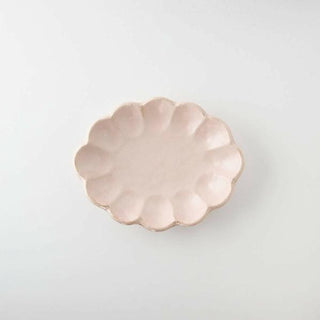 Kaneko Kohyo - Small Plate - Pink - Rinka Series - Handcrafted Japanese Mino Ware with scalloped porcelain design