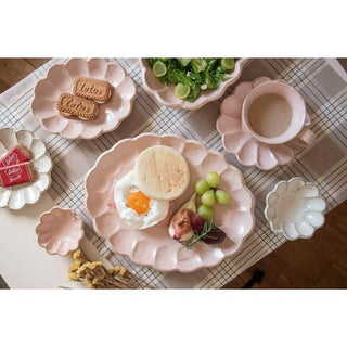 Kaneko Kohyo Small Plate Pink Rinka Series porcelain side plate with floral scalloped edges