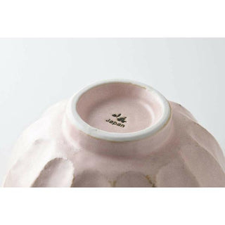Kaneko Kohyo - Rice Bowl - Pink - Rinka Series - Handcrafted Japanese Mino Ware showing bottom stamp detail