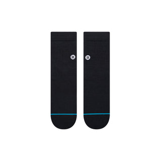 STANCE ICON QUARTER SOCKS in black with blue toe detail and small white logo emblem on sides