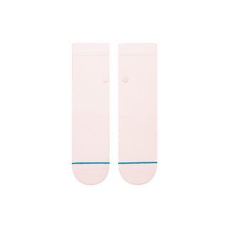 STANCE ICON QUARTER SOCKS in pale pink with ribbed texture and blue line detail at the toe area