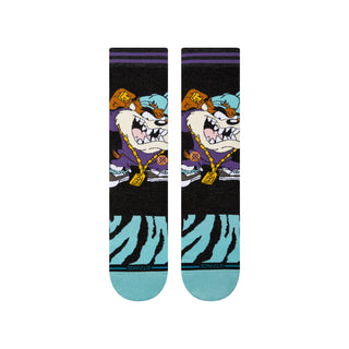 LOONEY TUNES X STANCE TAZ CREW SOCKS featuring vibrant Taz graphic with turquoise and black zebra print