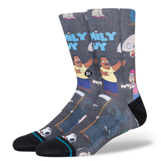 FAMILY GUY X STANCE FAMILY GUY CREW SOCKS featuring colorful character graphics on soft cotton blend material