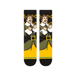 ELF X STANCE SMILING'S MY FAVORITE CREW SOCKS featuring festive character design in cotton blend fabric