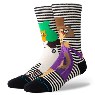 WILLY WONKA BY JAY HOWELL X STANCE OOMPA LOOMPA CREW SOCKS with colorful character design and striped black white pattern