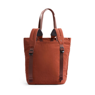 Bellroy Lite Totepack in rust color featuring padded straps and durable recycled fabric design