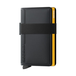 Secrid Bandwallet TPU (non-leather) with black textured band and yellow inner cardholder edge visible