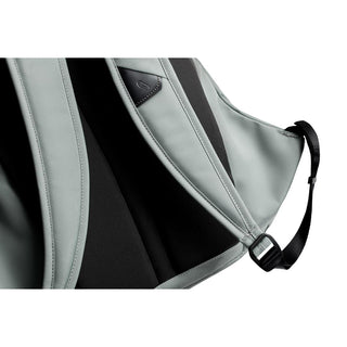 Bellroy Classic Backpack Second Edition close-up of padded straps with recycled fabric and adjustable buckle