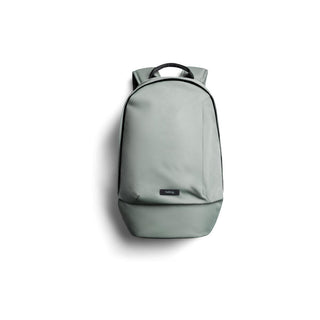 Bellroy Classic Backpack Second Edition in muted gray with smooth recycled fabric and minimalist design