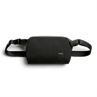Bellroy Classic Sling 3L in black recycled fabric with adjustable strap and leather logo patch