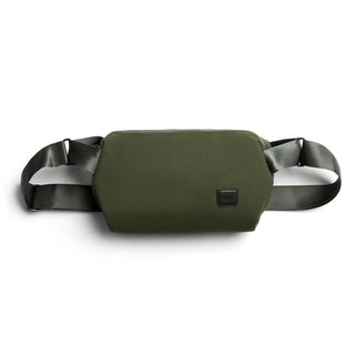 Bellroy Classic Sling 5L in olive green with smooth recycled fabric and adjustable straps