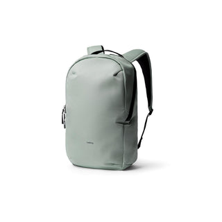 Bellroy Via Backpack in pale green with smooth recycled fabric and minimalist design front view