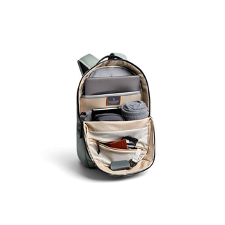 Bellroy Via Backpack open showing organized interior with laptop sleeve and multiple compartments