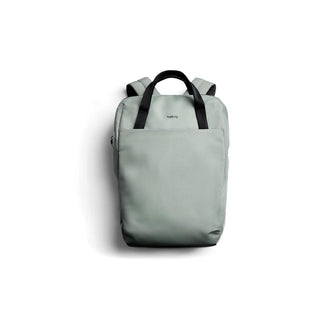 Bellroy Via Workpack backpack in light grey with black handles made from recycled materials