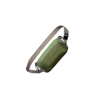 Bellroy Venture Ready Sling 2.5L green crossbody bag with adjustable beige strap and durable fabric