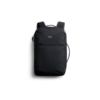 Bellroy Lite Travel Pack 38L in black made from recycled nylon with sleek minimalist design