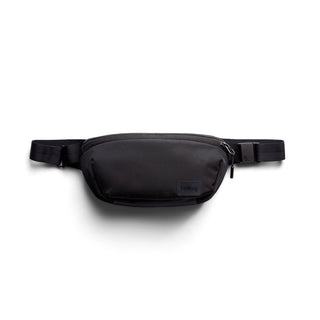 Bellroy Laneway Belt Bag in black recycled nylon with sleek front zipper and adjustable strap