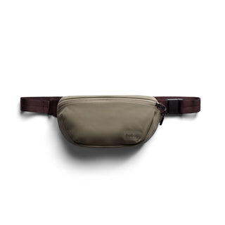 Bellroy Laneway Belt Bag in olive green recycled nylon with dark strap and compact zipped design