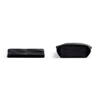 Bellroy Laneway Sacoche in black recycled nylon shown folded and from bottom angle with clean lines
