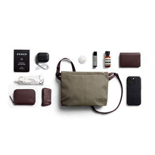 Bellroy Laneway Sacoche in olive green with smooth texture and compact, minimalist design
