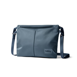 Bellroy Laneway Sacoche in blue recycled nylon with adjustable shoulder strap and minimalistic design