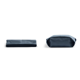Bellroy Laneway Sacoche in dark blue recycled nylon shown from front and bottom angles