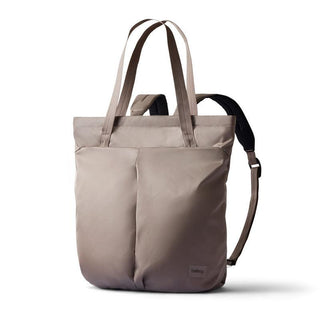 Bellroy Laneway Totepack in beige with padded straps and recycled nylon fabric finish