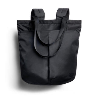 Bellroy Laneway Totepack in black recycled nylon fabric with dual straps and minimalist design