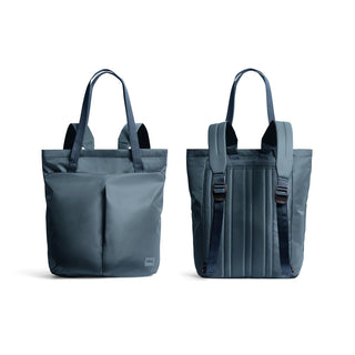 Bellroy Laneway Totepack in dark gray recycled nylon with dual front pockets and padded backpack straps