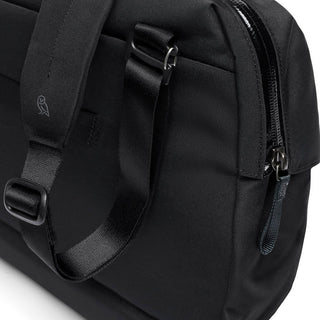 Bellroy Via Work Bag (Tech Briefcase) close-up of black recycled fabric and zipper detail