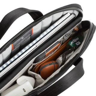 Bellroy Tokyo Laptop Bag 14" open showing organized interior with laptop and accessories compartments