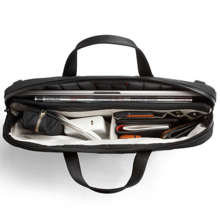 Bellroy Tokyo Laptop Bag 16" open top view showing organized compartments with essentials inside