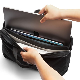 Bellroy Tokyo Laptop Bag 16" in black with padded laptop compartment and durable recycled fabric