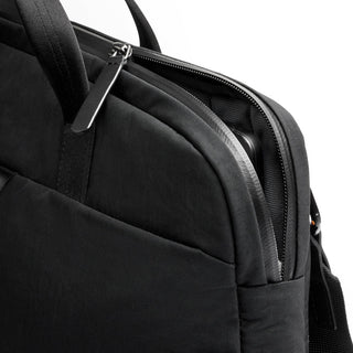 Bellroy Tokyo Laptop Bag 16" in black with durable recycled fabric and smooth zipper detail close-up