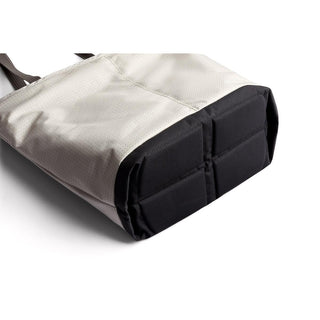 Bellroy Lite Cooler Tote 16L showing durable black reinforced base and light fabric body close-up view