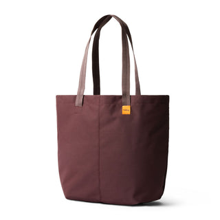 Bellroy Market Tote in deep brown recycled nylon with long straps and compact design
