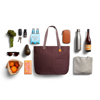Bellroy Market Tote in brown recycled nylon with sturdy handles and spacious interior design