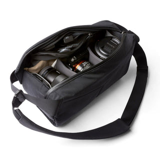 Bellroy Venture Sling 10L - Camera Edition with organized camera lenses and padded recycled fabric interior